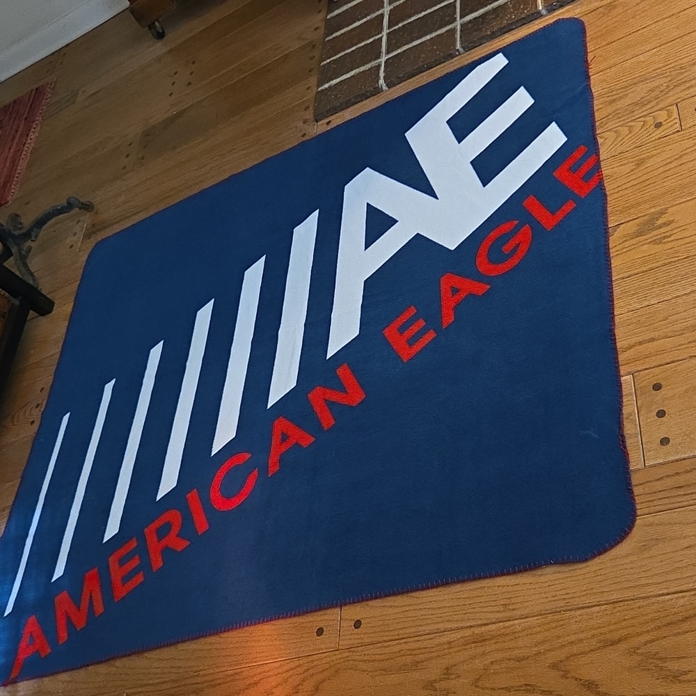 American Eagle Outfitters Blue and Red Throw Blanket